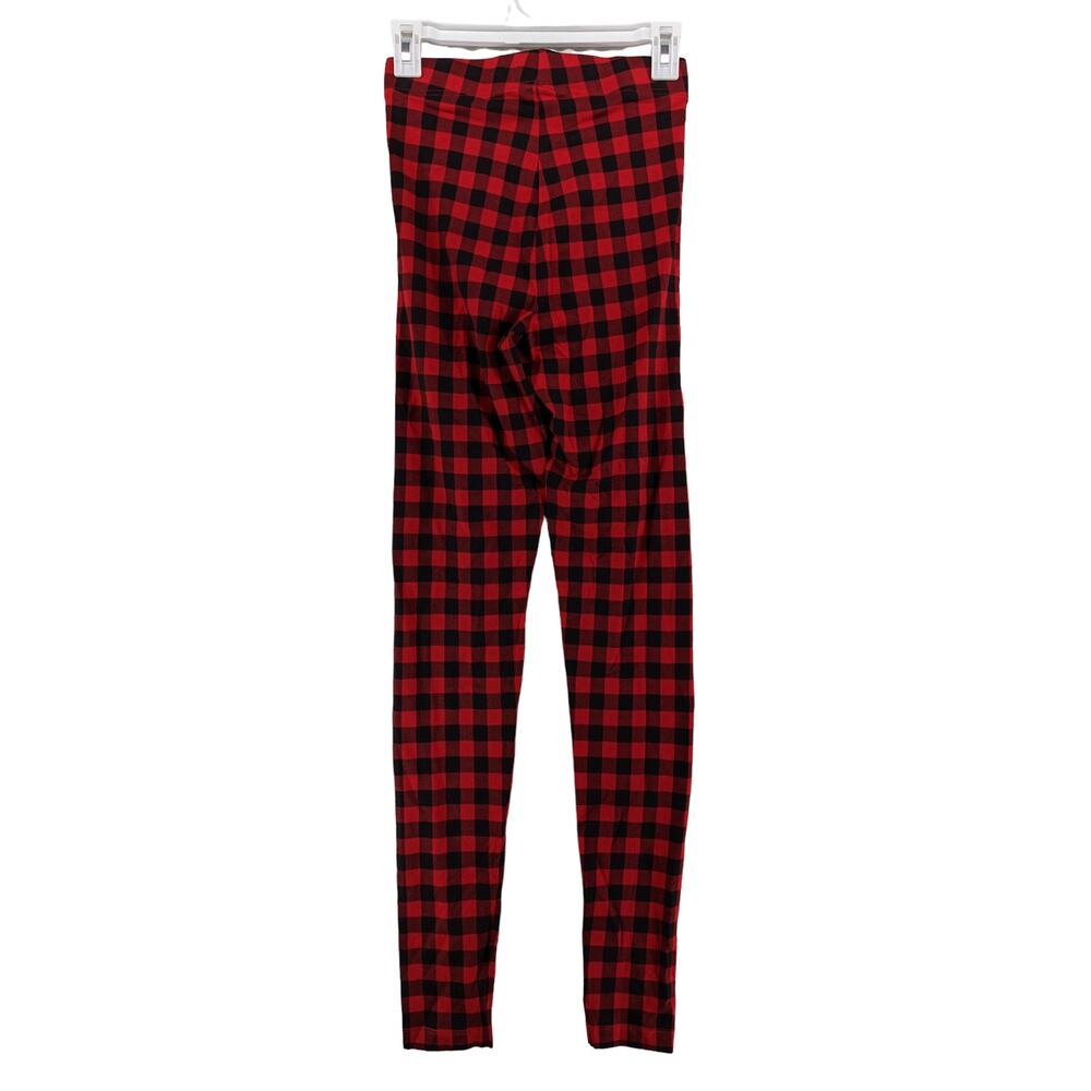 Old Navy Buffalo Plaid Leggings XS Tall Black Red High Waisted Check‎ Mid Rise - Picture 2 of 7